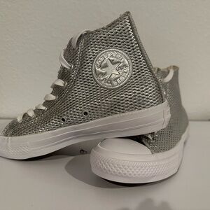 Converse Silver White High-Top Sneakers - New/Never Worn